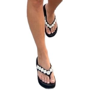 Black Floral Women's Platform Sandals Size 6.5–7